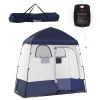Outsunny Changing Room, Portable, 2-Room Privacy Tent with Shower Bag & Floor, Blue
