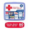 Johnson & Johnson Travel Ready Portable Emergency First Aid Kit, 80-Piece All-Purpose Medical Kit for Home, Car, or Travel