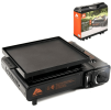 Ozark Trail 2 in 1 Butane Griddle, Green Color, 7650 BTU, Piezo-Electric 2.2kw, Cast Aluminum Griddle, Compact - Lightweight