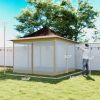 Outsunny 12' x 12' Canopy Tent with Mesh Netting, UPF50+ Pop Up Tent with Carry Bag for Garden, Patio, Brown