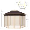Outsunny 13 x 13 Pop Up Gazebo Hexagonal Canopy with Mesh Netting for Outdoor Events Patio Garden Wedding Party Shelter