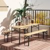 Outsunny Portable Wooden Picnic Table 6FT Beer Table Set with Benches German Style Anti-Injury Design for Patio Dining