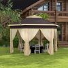 Outsunny 13 x 13 Pop Up Gazebo Hexagonal Canopy with Mesh Netting for Outdoor Events Patio Garden Wedding Party Shelter