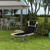 Outsunny Camp Lounger Deluxe: Folding Cot with Padded Cushion, Adjustable Backrest, 400LBS Cream