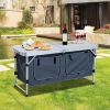 Outsunny 47" Aluminum Portable Camping Table, Folding Picnic Table with Handle & Storage, Silver