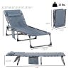 Outsunny Folding Chaise Lounge Chair, Padded Reclining Chair with 5-position Backrest, Pillow and Pocket for Deck, Beach, Lawn and Sunbathing, Grey