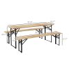Outsunny Portable Wooden Picnic Table 6FT Beer Table Set with Benches German Style Anti-Injury Design for Patio Dining