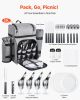 VEVOR Beach Picnic Backpack Bag for 4 Person with Cooler Compartment Grey