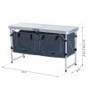 Outsunny 47" Aluminum Portable Camping Table, Folding Picnic Table with Handle & Storage, Silver